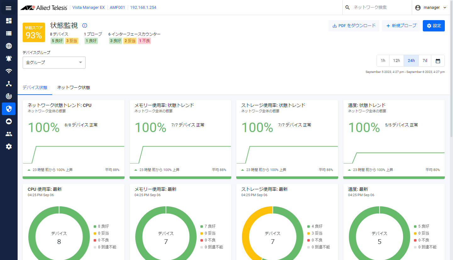 AT-Vista Manager EX（AT-VST-VRT版） ベースリファレンスマニュアル 3.11.0: 画面リファレンス / AMF Plus  / 状態監視