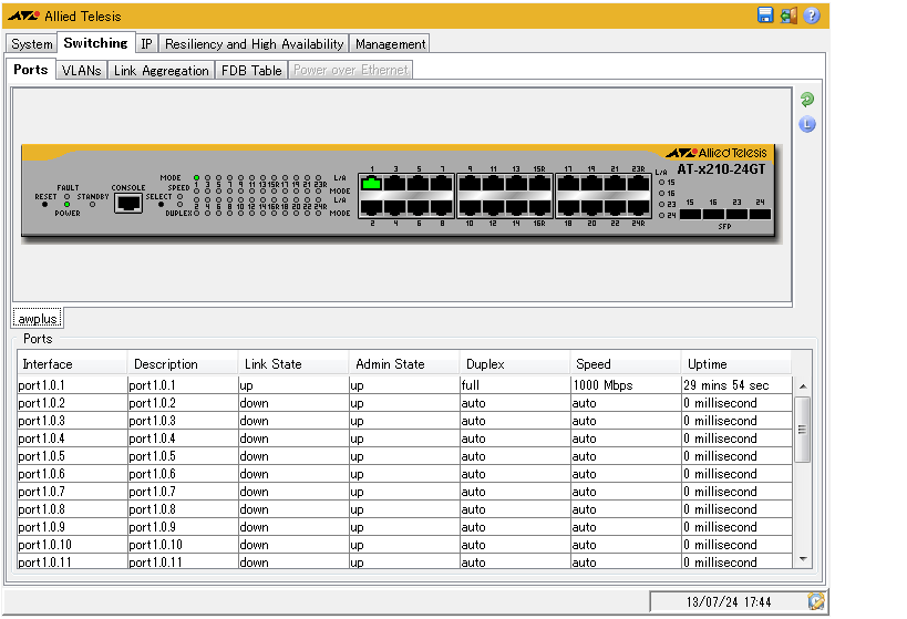 CentreCOM x210シリーズ コマンドリファレンス 5.4.3: Web GUI / Switching