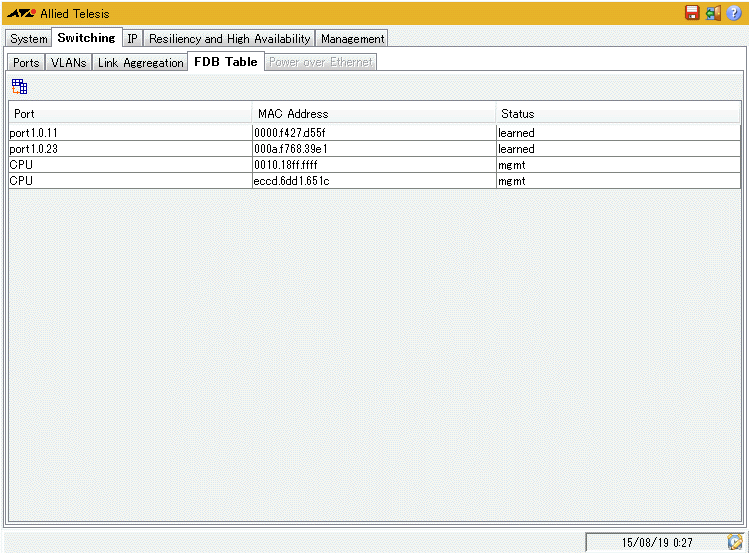 Fdb Table Format CentreCOM x930シリーズ コマンドリファレンス 5.4.6: Web GUI / Switching